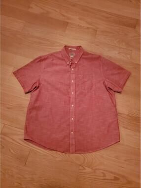 L.L. Bean Short Sleeve Red Button Up Shirt